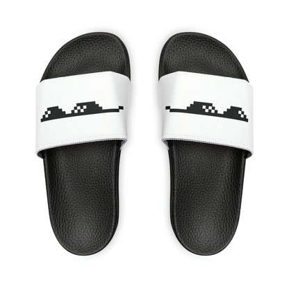 Men's Thug Life Glasses Slide Sandals (White)