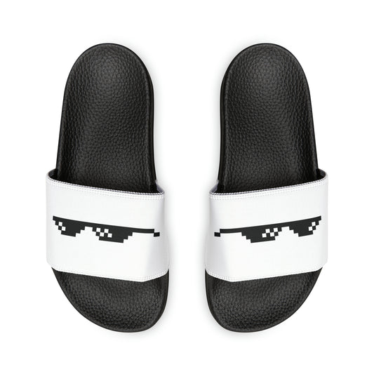 Men's Thug Life Glasses Slide Sandals (White)