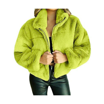 Winter Warm Wool Coat Women Short Jacket Lady Plush Outwear