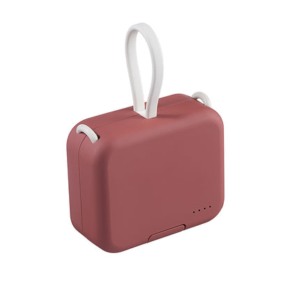 Mini Foldable Double Back Clip Charging Treasure Comes With Two-wire Multi-function Portable Creative Bracket Mobile Power